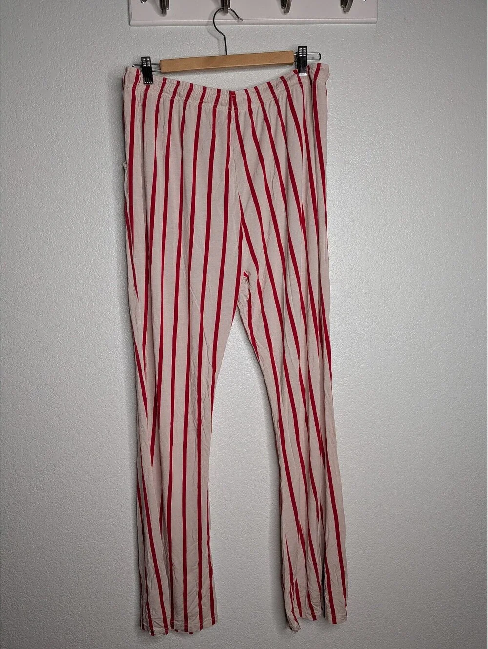 Forever French Red White Striped Bamboo Pajama Pants womens XXL